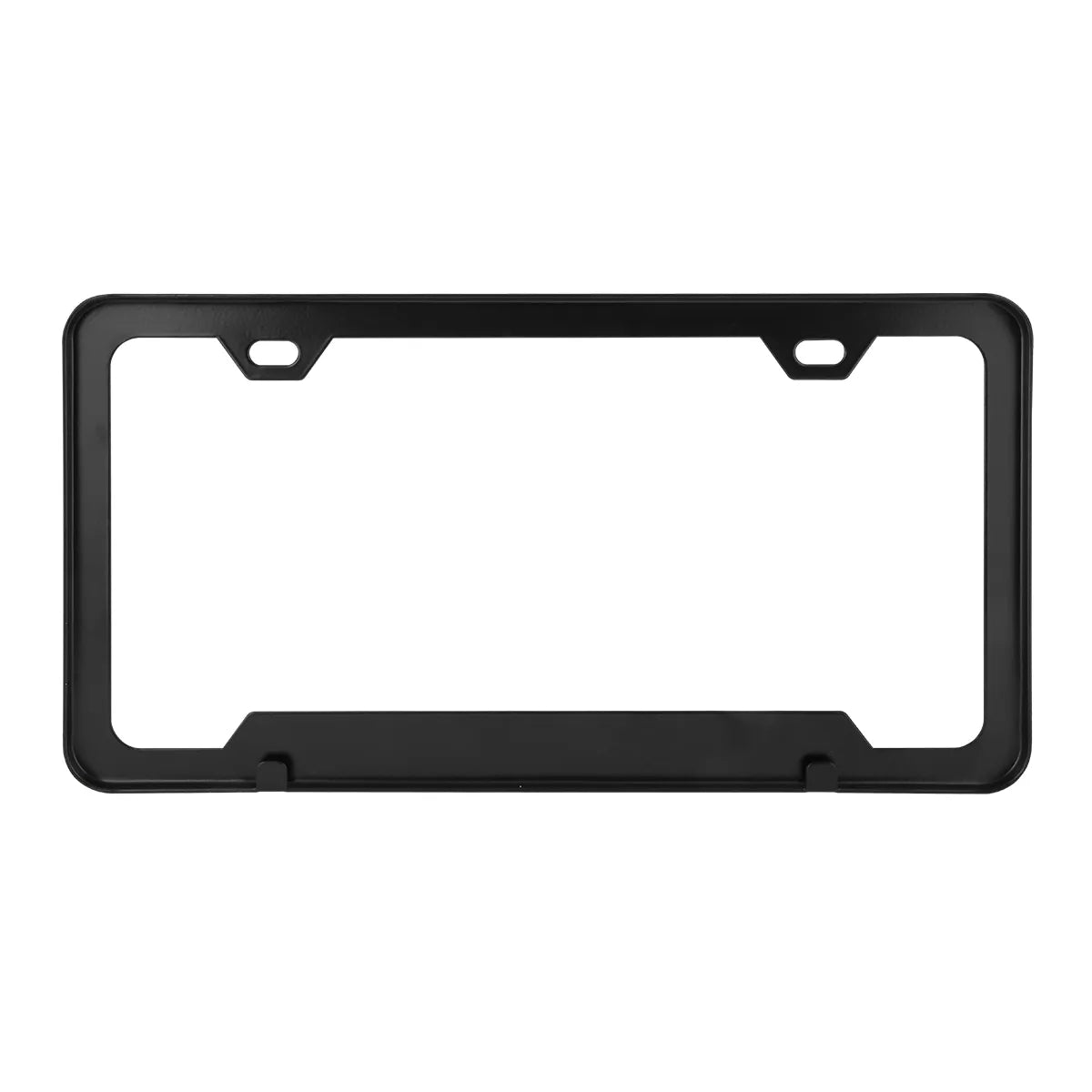 60410- PLAIN 2-HOLE LICENSE PLATE FRAMES WITH CENTER RAISED MATTE BLACK