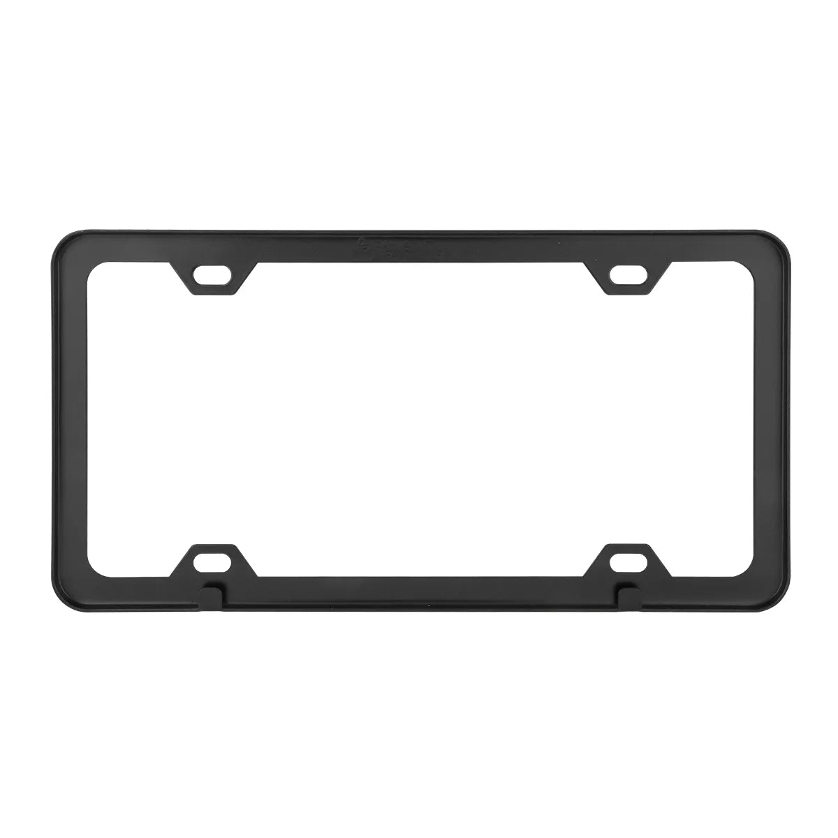 60414- PLAIN 4-HOLE LICENSE PLATE FRAMES WITH THIN BOTTOM MATTE BLACK