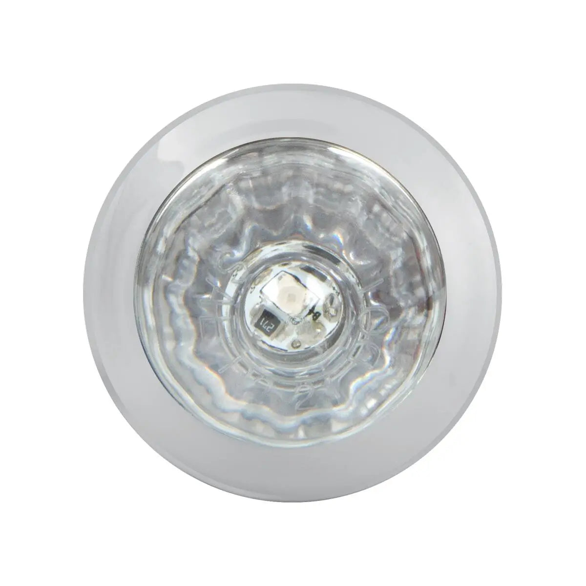 75441- DUAL FUNCTION 1″ MINI PUSH/SCREW WATERMELON LED LIGHT WITH CHROME PLASTIC BEZEL- AMBER/CLEAR