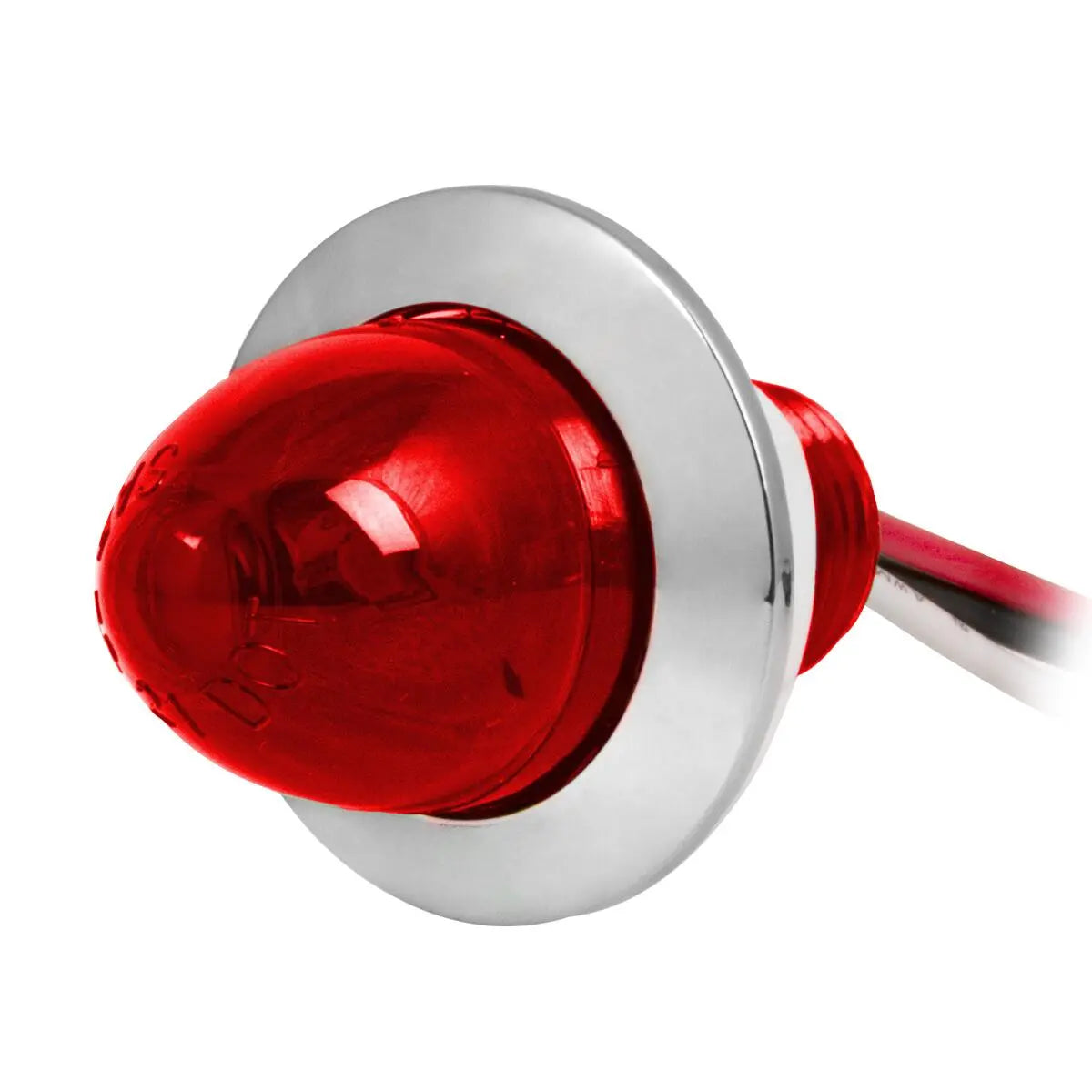 75442- DUAL FUNCTION 1″ MINI PUSH/SCREW WATERMELON LED LIGHT WITH CHROME PLASTIC BEZEL- RED/RED