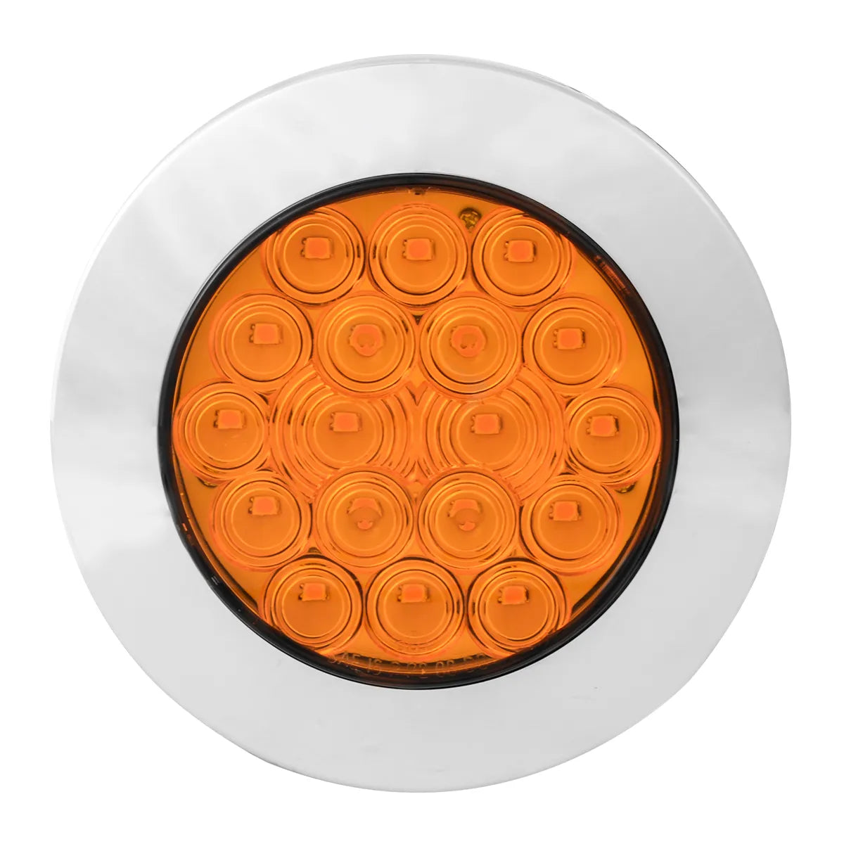 75870- 4″ FLEET FLANGE MOUNT LED LIGHT WITH CHROME TWIST & LOCK BEZEL IN STANDARD 3-PRONG- AMBER/AMBER