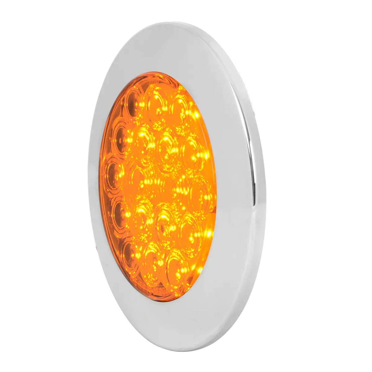 75870- 4″ FLEET FLANGE MOUNT LED LIGHT WITH CHROME TWIST & LOCK BEZEL IN STANDARD 3-PRONG- AMBER/AMBER