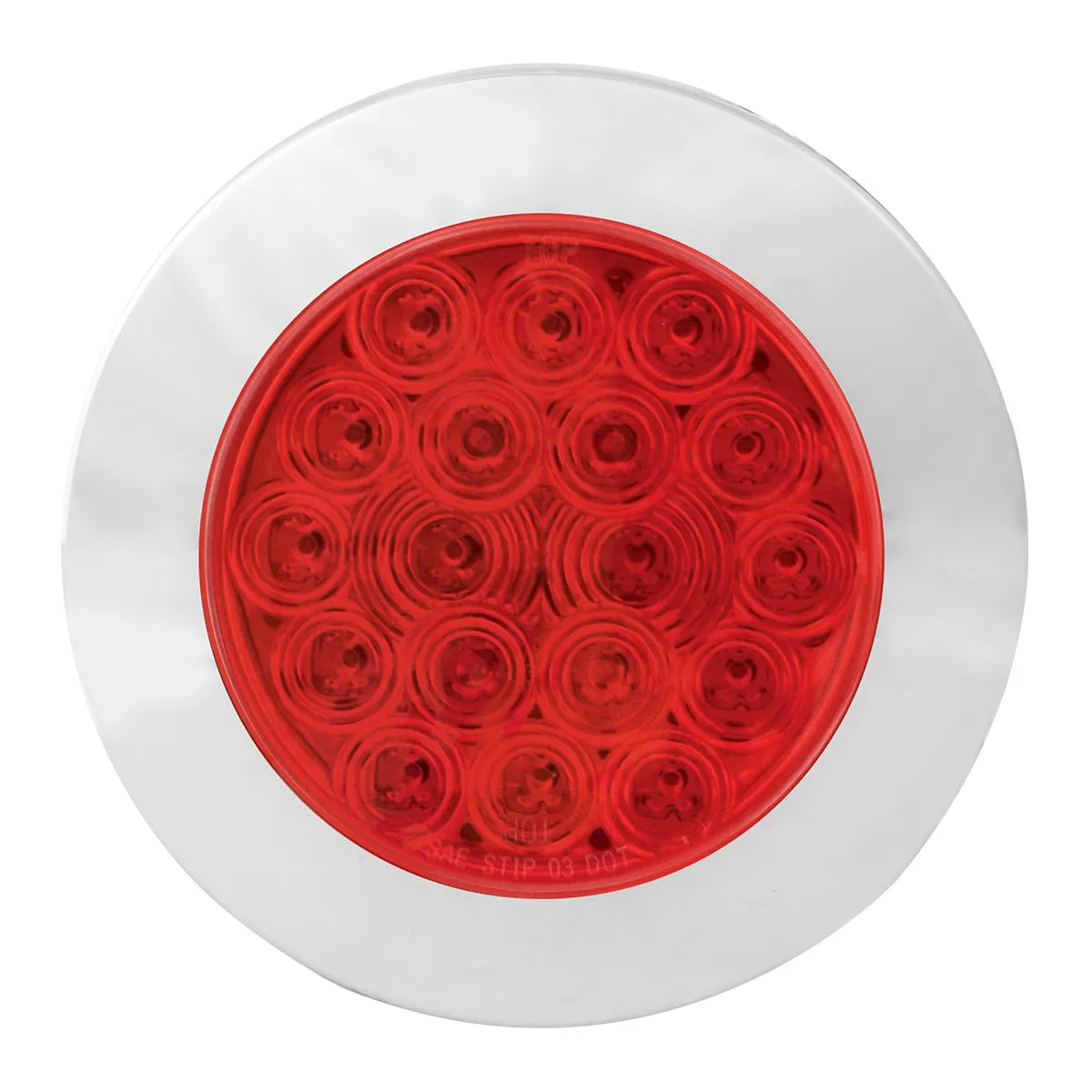 75872- 4″ FLEET FLANGE MOUNT LED LIGHT WITH CHROME TWIST & LOCK BEZEL IN STANDARD 3-PRONG-RED/RED