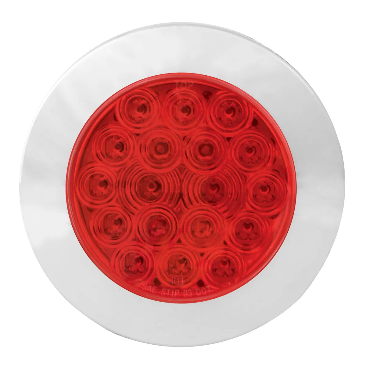 75902- 4″ FLEET FLANGE MOUNT LED LIGHT WITH CHROME TWIST & LOCK BEZEL 3-PIN- RED/RED