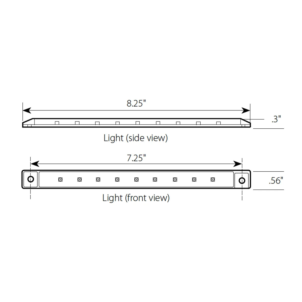 76051- 8.25″ ULTRA THIN LED MARKER LIGHT BAR- AMBER/CLEAR