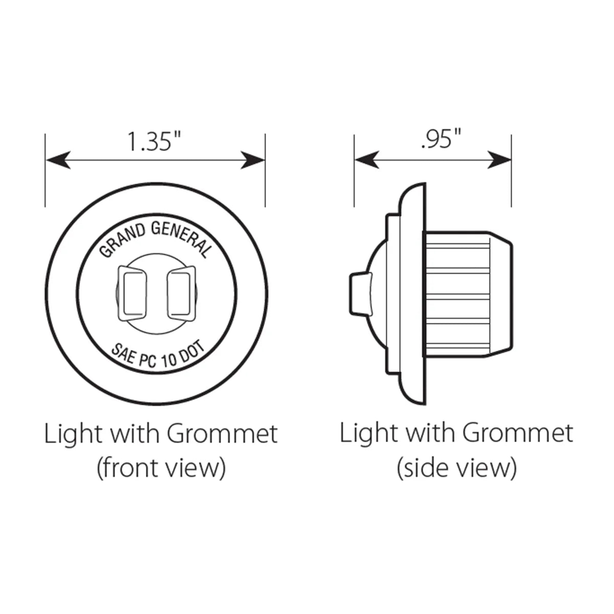 87292- 1″ DIA. MINI PUSH/SCREW-IN WIDE ANGLE LED MARKER LIGHT W/ GROMMET-RED/RED