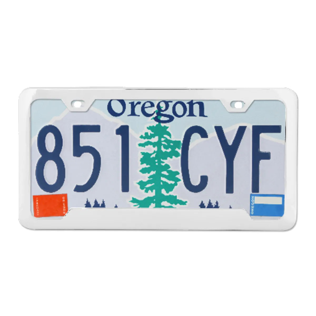 60408- PLAIN 2-HOLE LICENSE PLATE FRAMES WITH CENTER RAISED CHROME