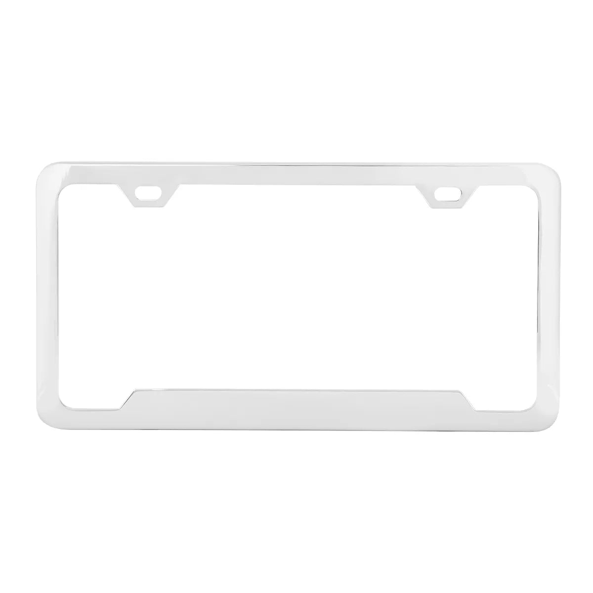 60408- PLAIN 2-HOLE LICENSE PLATE FRAMES WITH CENTER RAISED CHROME