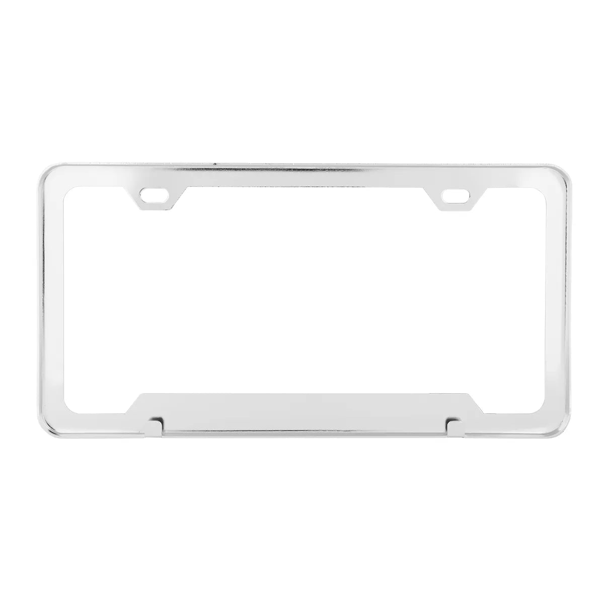 60408- PLAIN 2-HOLE LICENSE PLATE FRAMES WITH CENTER RAISED CHROME