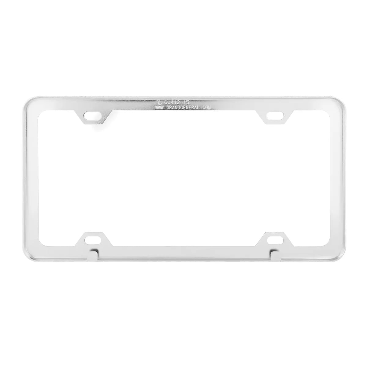 60412- PLAIN 4-HOLE LICENSE PLATE FRAMES WITH THIN BOTTOM CHROME STEEL