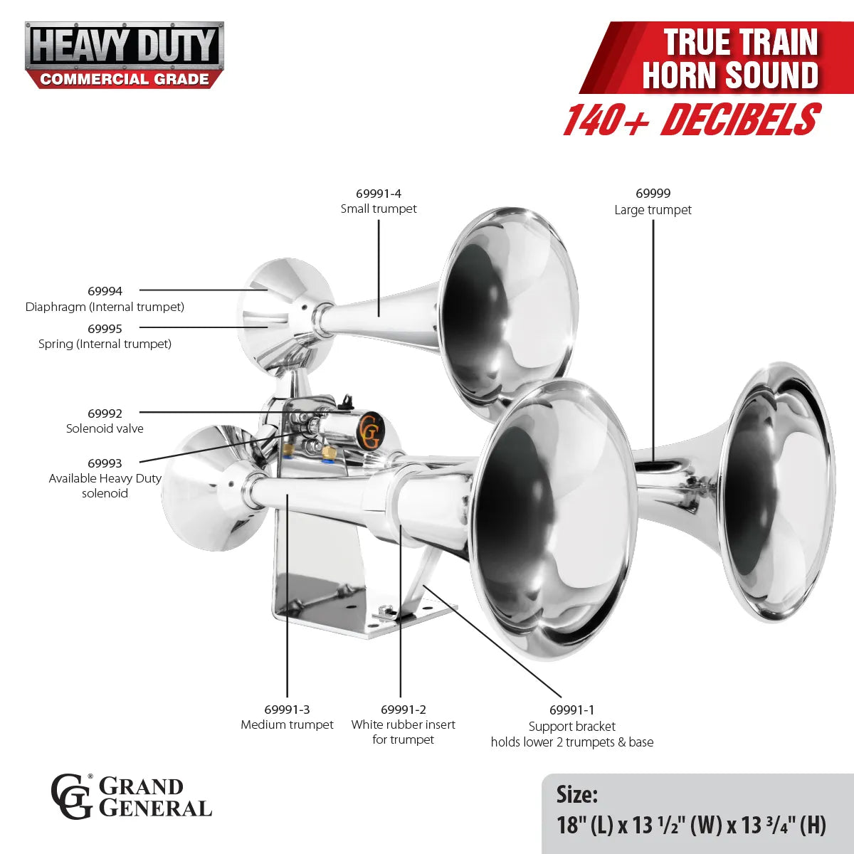 69991- HEAVY DUTY DELUXE TRAIN HORN