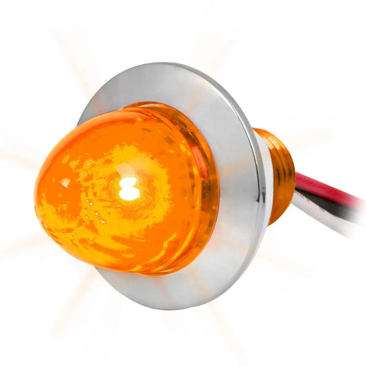 75440- DUAL FUNCTION 1″ MINI PUSH/SCREW WATERMELON LED LIGHT WITH CHROME PLASTIC BEZEL- AMBER/AMBER