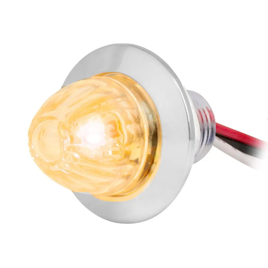 75441- DUAL FUNCTION 1″ MINI PUSH/SCREW WATERMELON LED LIGHT WITH CHROME PLASTIC BEZEL- AMBER/CLEAR