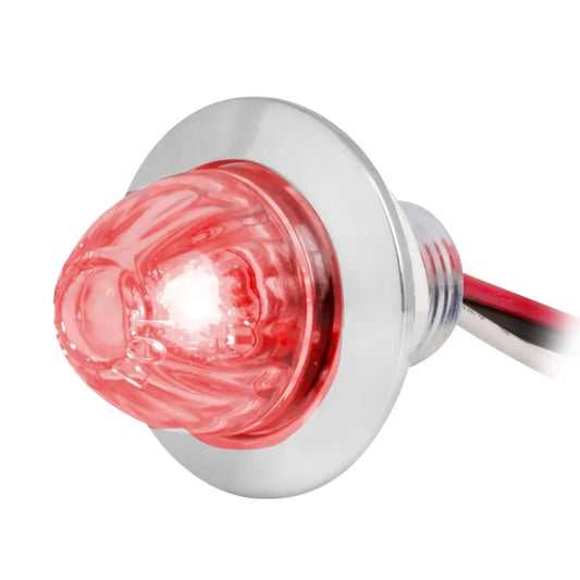 75443- DUAL FUNCTION 1″ MINI PUSH/SCREW WATERMELON LED LIGHT WITH CHROME PLASTIC BEZEL- RED/CLEAR