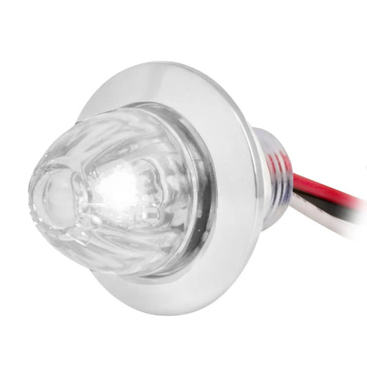 75444- DUAL FUNCTION 1″ MINI PUSH/SCREW WATERMELON LED LIGHT WITH CHROME PLASTIC BEZEL- WHITE/CLEAR