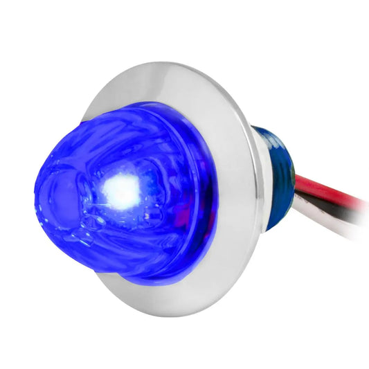 75445- DUAL FUNCTION 1″ MINI PUSH/SCREW WATERMELON LED LIGHT WITH CHROME PLASTIC BEZEL- BLUE/BLUE