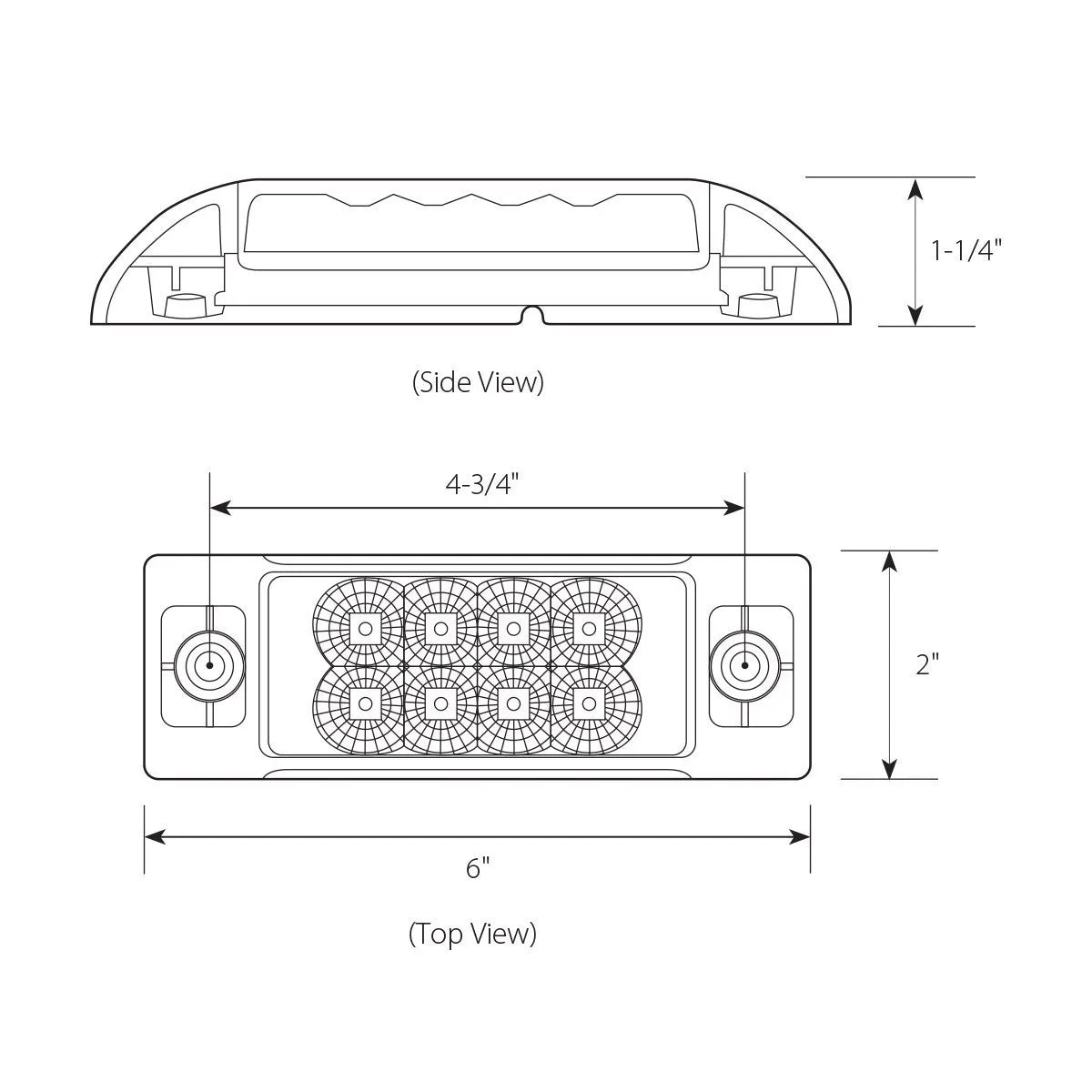 77662- RECTANGULAR SPYDER LED MARKER LIGHT-RED/RED